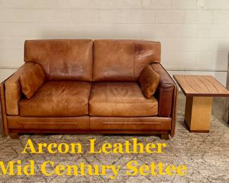 Arcon Leather Mid Century Settee