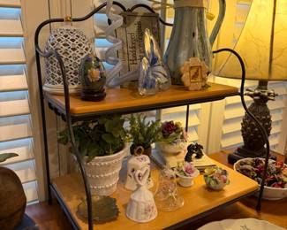 Longaberger Wrought Iron Wooden 2 Tier Shelf Counter Top Baker's Rack