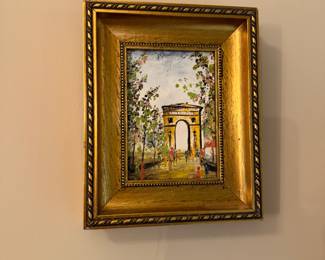 Small vintage painting of Arc de Triomphe