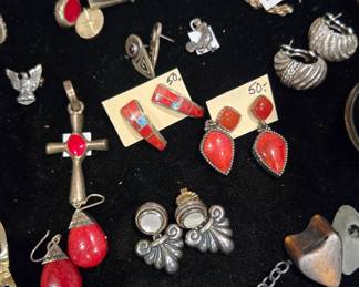 Sterling & turquoise & coral pieces 