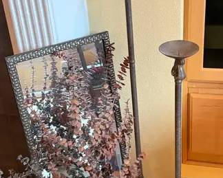 Decor Framed Mirror, Tall Candle Holders  Ceramic Pot 