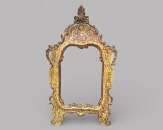 Antique Italian, Venetian Style, Painted And Parcel Gilt Mirror