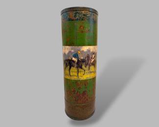 Large Hunt Scene Painted Canister