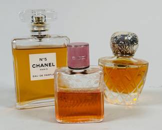 Chanel No. 5 Eau De Parfum 100ml Bottle And Two Antique Silver Topped Bottles Filled With Chanel No. 5 (3)