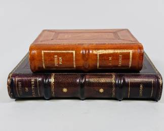 Two Faux Book Leather Boxes (2)