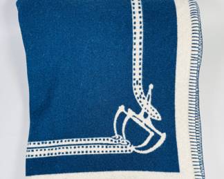 Ralph Lauren Blue Wool Cashmere Throw Blanket
