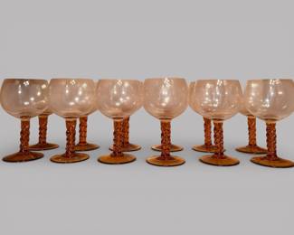 Amber Wine Glasses With Twisted Stems (12)