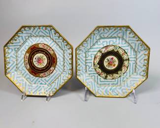 Pair Of Moonlighting Interiors Hexagonal Decoupage Plates (2)