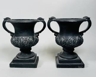 Pair Of Hen Feather Classical Style Urn Form Bookends (2)