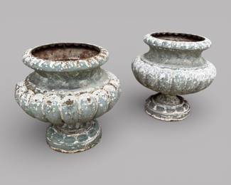 Pair Of Cast Iron Garden Planters