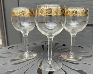 MCM 22K Gold Culver Wine Glasses