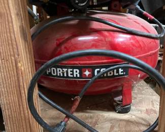 1 PorterCable6GallonAirCompressorinWheeledCartwMultipleHoses