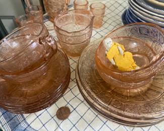 Child’s pink Doric & Pansy depression glass