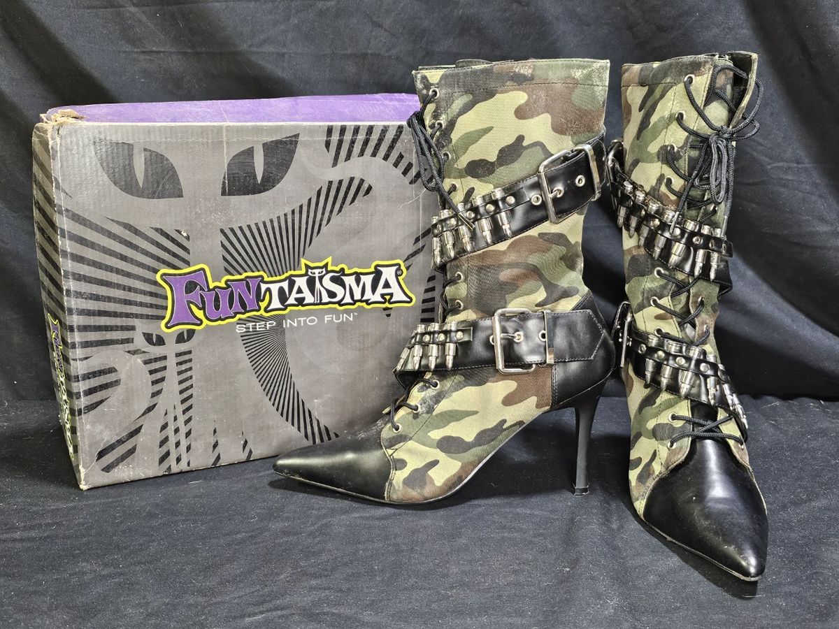 Funtasma Green Camo 4" Stiletto Boots