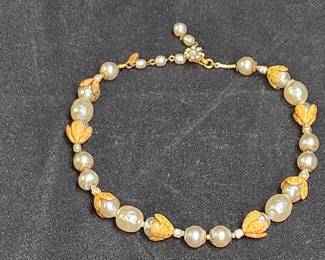 Miriam Haskell Filigree & Baroque Pearl Necklace