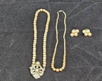 Faux Pearl Necklaces & Earrings