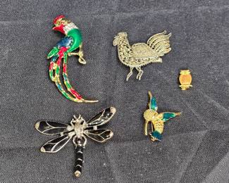 Peacock, Rooster, Owl Pins & More