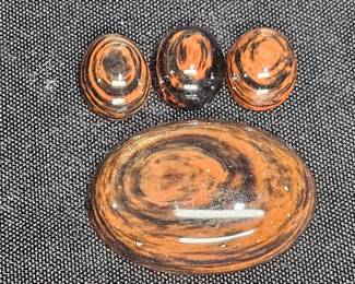 4 Piece Polished Mahogany Obsidian Cabochons