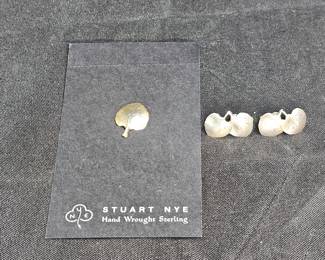 Stuart Nye Galax Leaf Pin & Dbl Galax Earrings