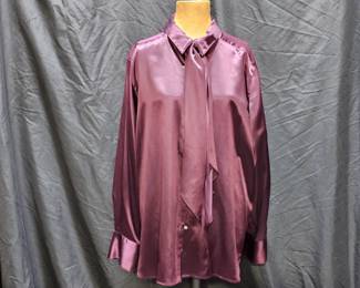 New Lauren by Ralph Lauren Wine 100% Silk Blouse
