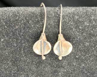 Handmade Sterling Calla Lilly Drop Pierced Earring