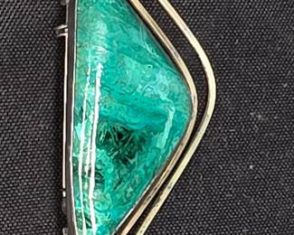 Large Abstract Turquoise Brooch Pendant
