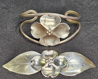 Stuart Nye Dogwood Flower Cuff Bracelet & Brooch