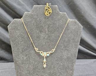 Created Blue Topaz Necklace & Libra Pendant