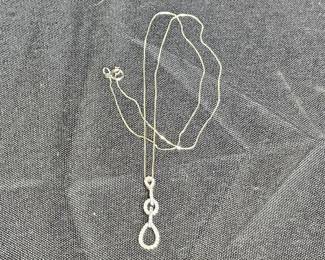 14K White Gold & Diamond Chip Necklace