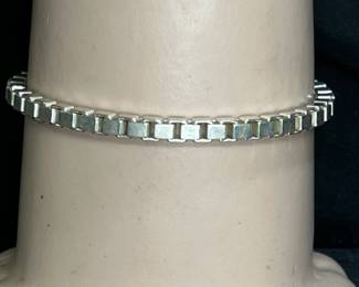 Heavy Sterling Silver Box Chain Bracelet