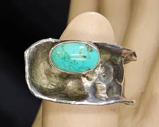 Hammered Sterling Silver & Turquoise Ring
