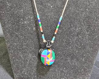 Liquid Silver Inlaid Turtle Necklace