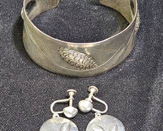 Stuart Nye Pine Cone Earrings & Cuff Bracelet