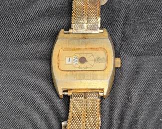 Buler Super Nova Gold Tone Jump Hour Digital Watch