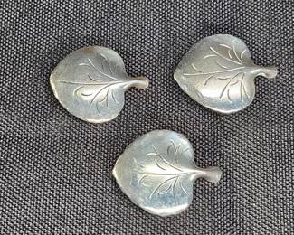 3 Stuart Nye Sterling Silver Galax Leaf Pins