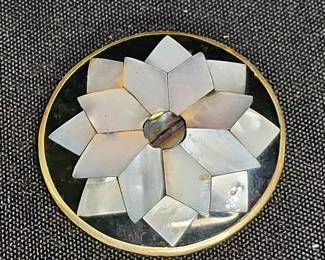 Mother of Pearl & Abalone Floral Brooch