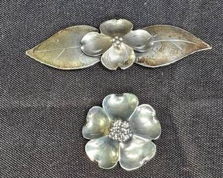 Dog wood & Cherokee Rose Stuart Nye Brooches