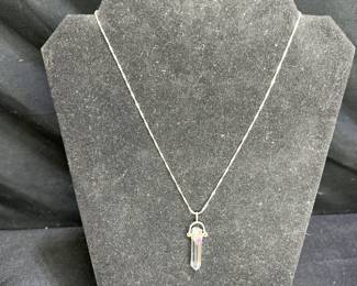 Vtg Sterling Necklace with Quartz & Amethyst Chain