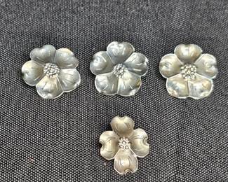 Stuart Nye Dogwood Pendant & 3 Cherokee Rose Pins