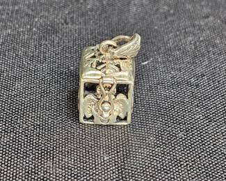 Vtg Sterling Silver Locket Prayer Box Pendant