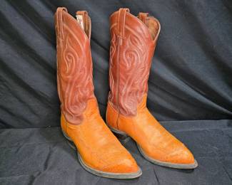 Vintage Tony Lama Ostrich Wingtip Cowboy Boots