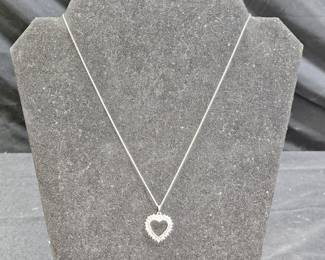 1/10C Diamond & Sterling Heart Shaped Necklace
