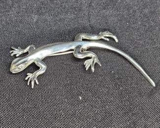 Sterling Silver Lizard Brooch