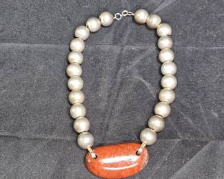 Sterling Silver & Red Jasper Necklace