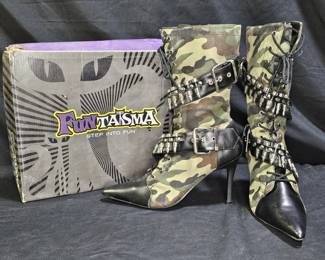 Funtasma Green Camo 4" Stiletto Boots