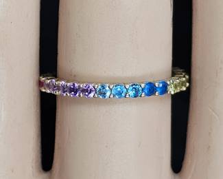 Sterling Silver & Rainbow Crystal Eternity Ring