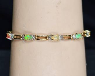FMC 24K over Sterling Opal Tennis Bracelet