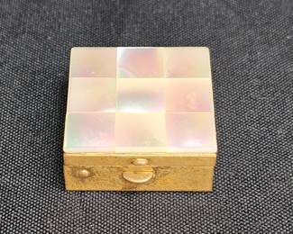 Vintage Mother of Pearl & Brass Pill Box