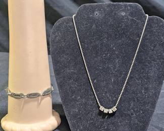 Cookie Lee Toggle Bracelet & Sterling Necklace