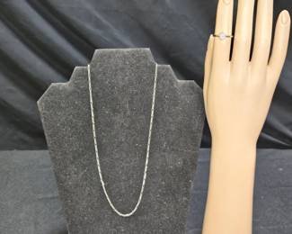 Sterling Silver Link Necklace & Adjustable Ring